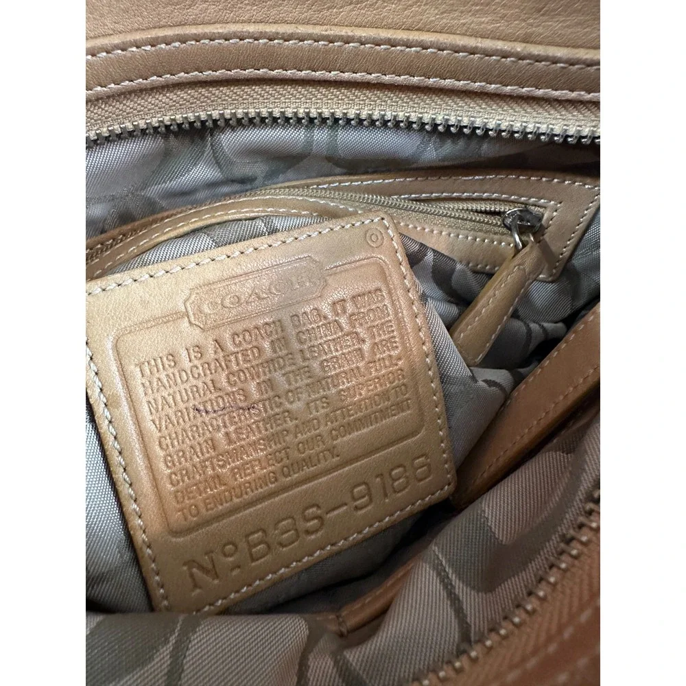 Vintage Coach Leather Shoulder Duffle Bag Camel Brown All Leather Purse B3S 9186